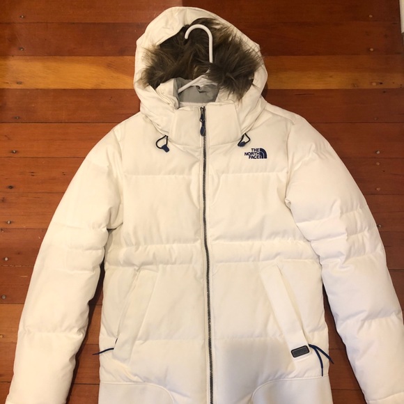 north face white snow jacket